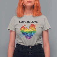 LGBTQ T Shirt For Women Love Is Love Gay Pride LGBT Ally Vintage Rainbow Heart - Wonder Print Shop