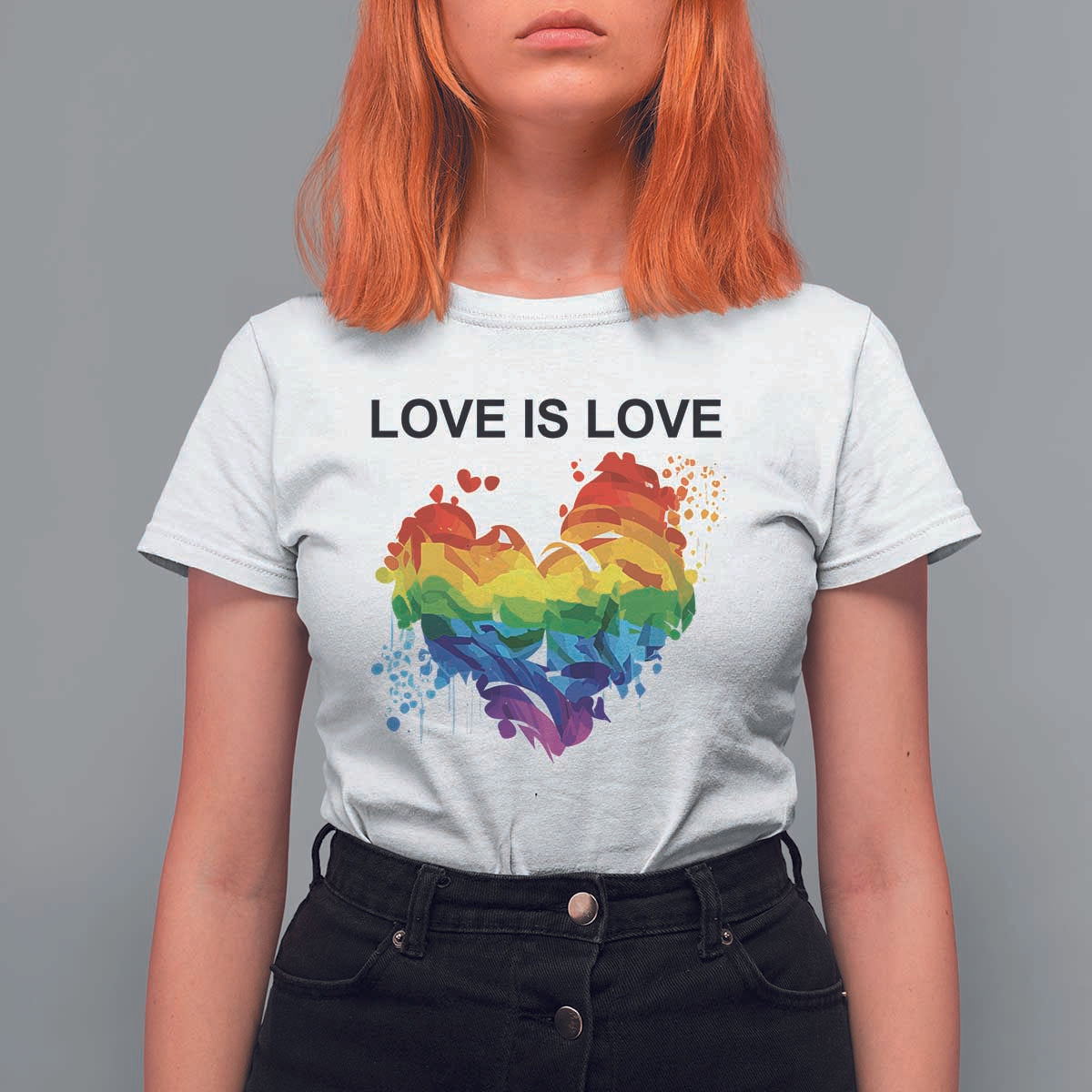 LGBTQ T Shirt For Women Love Is Love Gay Pride LGBT Ally Vintage Rainbow Heart - Wonder Print Shop