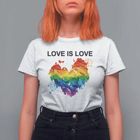 LGBTQ T Shirt For Women Love Is Love Gay Pride LGBT Ally Vintage Rainbow Heart - Wonder Print Shop