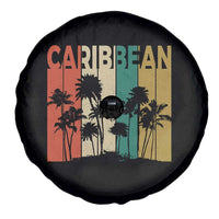 Funny Caribbean Vintage Palm Tree Sunset Summer Beach Vacation Spare Tire Cover