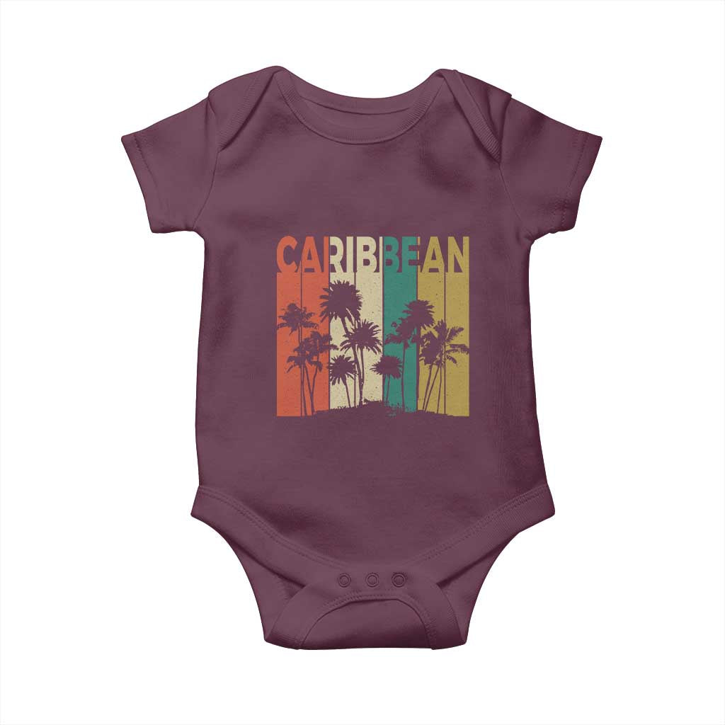Funny Caribbean Vintage Palm Tree Sunset Summer Beach Vacation Baby Onesie