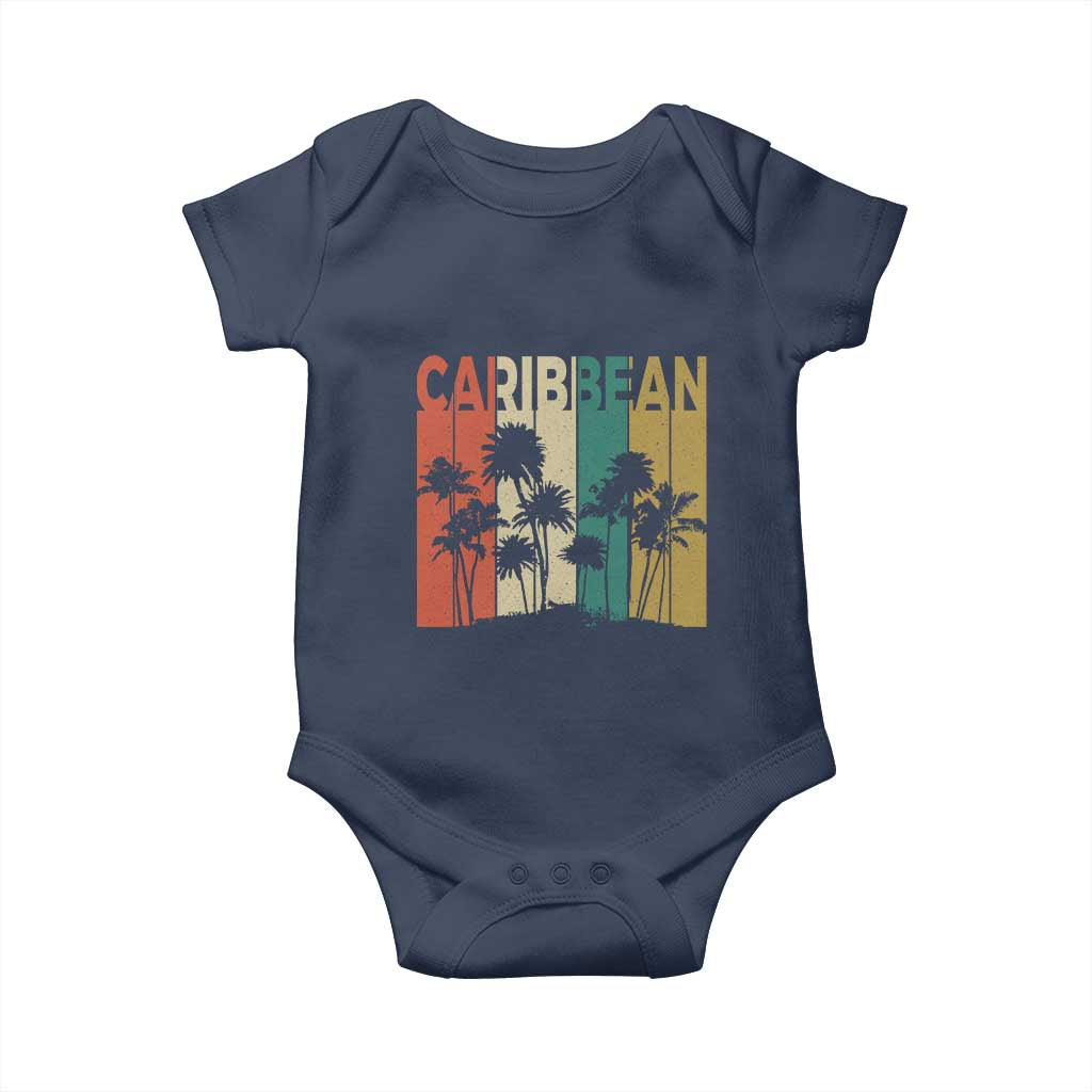 Funny Caribbean Vintage Palm Tree Sunset Summer Beach Vacation Baby Onesie
