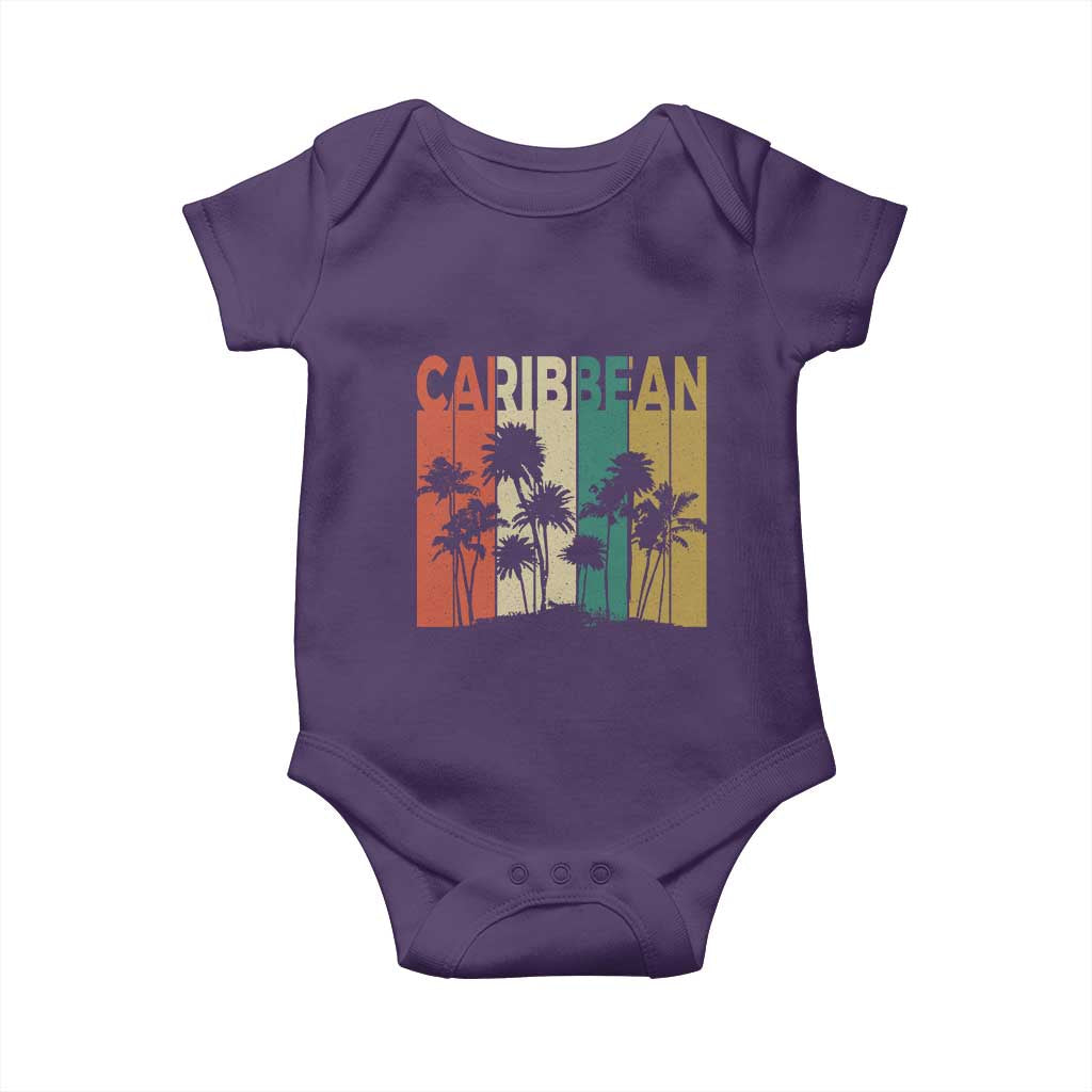 Funny Caribbean Vintage Palm Tree Sunset Summer Beach Vacation Baby Onesie