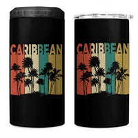 Funny Caribbean Vintage Palm Tree Sunset Summer Beach Vacation 4 in 1 Can Cooler Tumbler