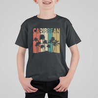 Funny Caribbean Vintage Palm Tree Sunset Summer Beach Vacation T Shirt For Kid