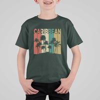 Funny Caribbean Vintage Palm Tree Sunset Summer Beach Vacation T Shirt For Kid