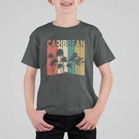 Funny Caribbean Vintage Palm Tree Sunset Summer Beach Vacation T Shirt For Kid