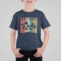 Funny Caribbean Vintage Palm Tree Sunset Summer Beach Vacation T Shirt For Kid