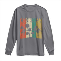 Funny Caribbean Vintage Palm Tree Sunset Summer Beach Vacation Long Sleeve Shirt
