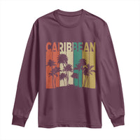 Funny Caribbean Vintage Palm Tree Sunset Summer Beach Vacation Long Sleeve Shirt