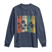 Funny Caribbean Vintage Palm Tree Sunset Summer Beach Vacation Long Sleeve Shirt