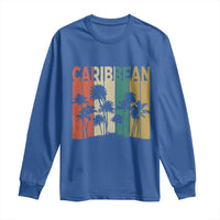 Funny Caribbean Vintage Palm Tree Sunset Summer Beach Vacation Long Sleeve Shirt