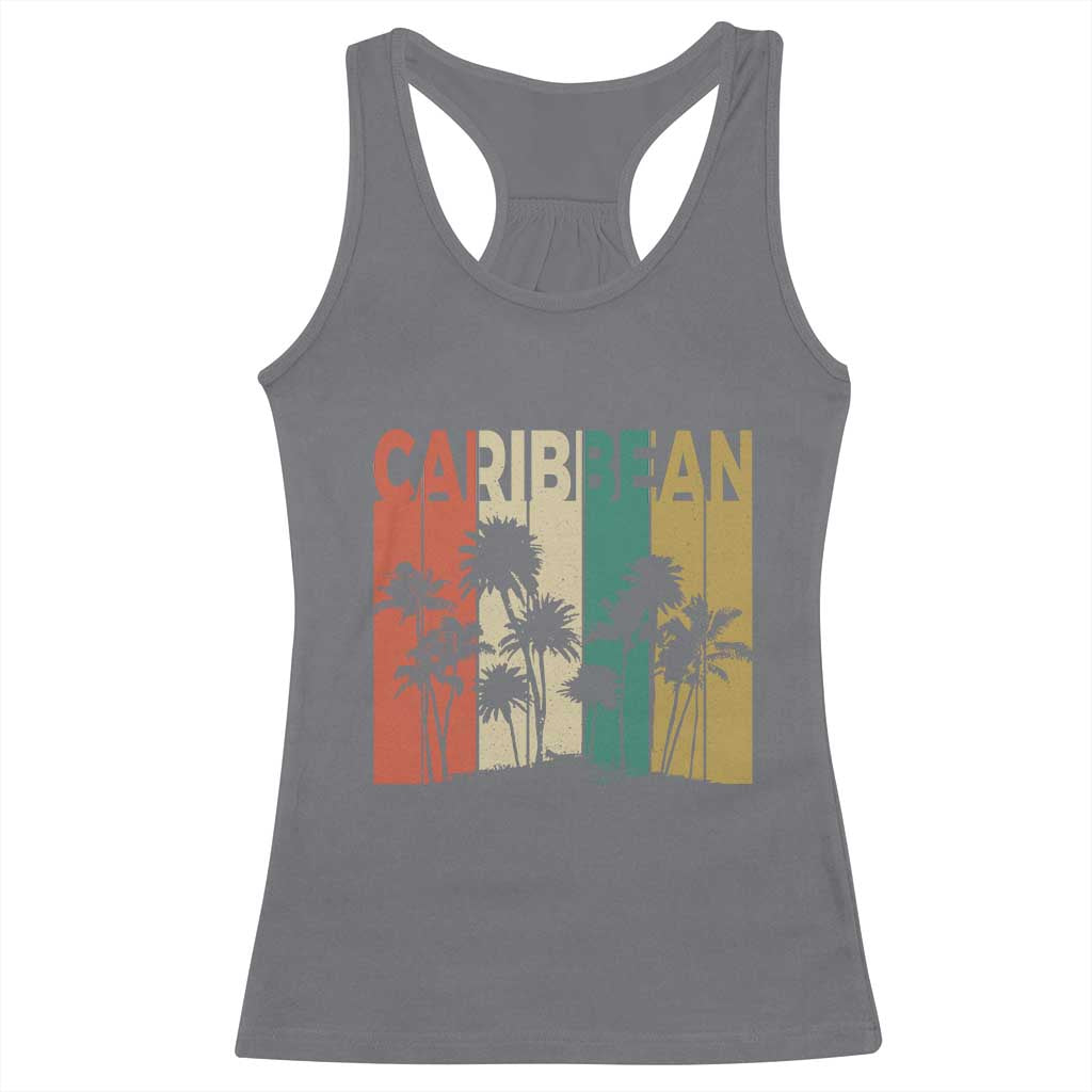 Funny Caribbean Vintage Palm Tree Sunset Summer Beach Vacation Racerback Tank Top