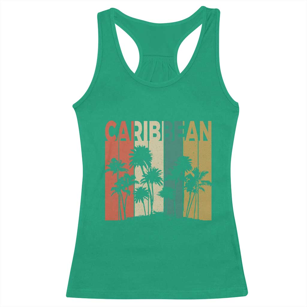 Funny Caribbean Vintage Palm Tree Sunset Summer Beach Vacation Racerback Tank Top