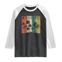 Funny Caribbean Vintage Palm Tree Sunset Summer Beach Vacation Raglan Shirt
