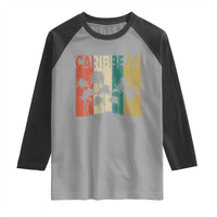 Funny Caribbean Vintage Palm Tree Sunset Summer Beach Vacation Raglan Shirt