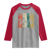 Funny Caribbean Vintage Palm Tree Sunset Summer Beach Vacation Raglan Shirt