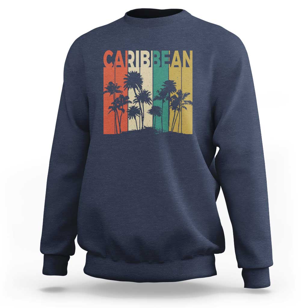 Funny Caribbean Vintage Palm Tree Sunset Summer Beach Vacation Sweatshirt