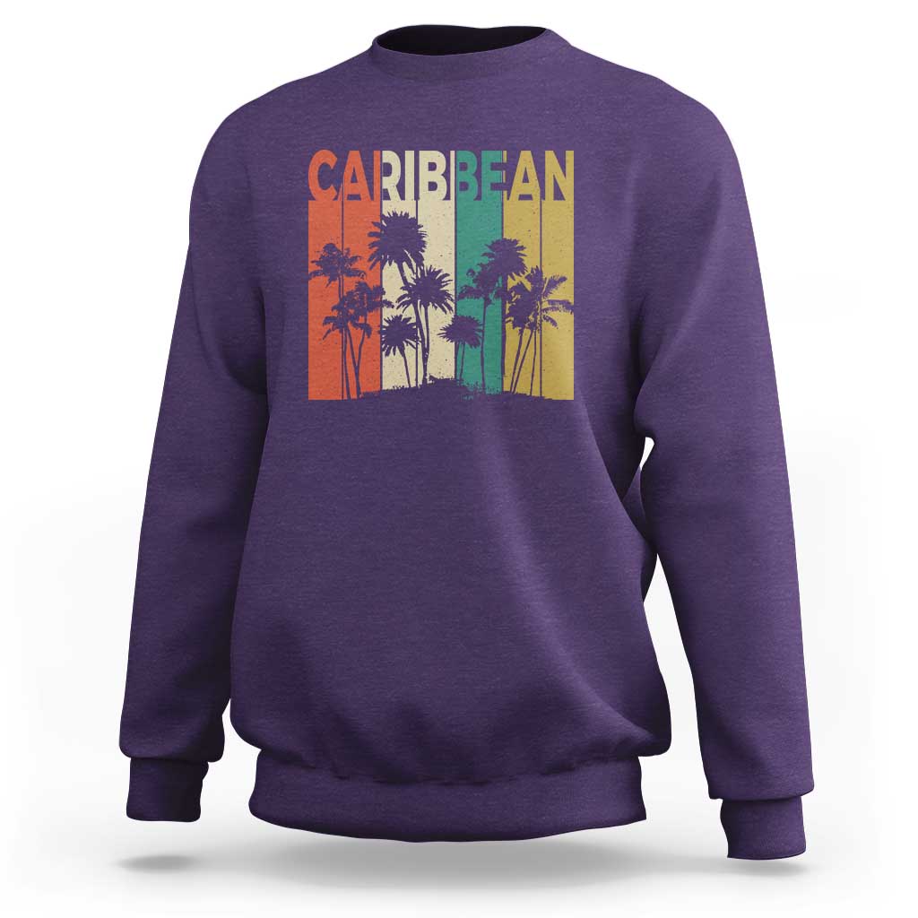 Funny Caribbean Vintage Palm Tree Sunset Summer Beach Vacation Sweatshirt