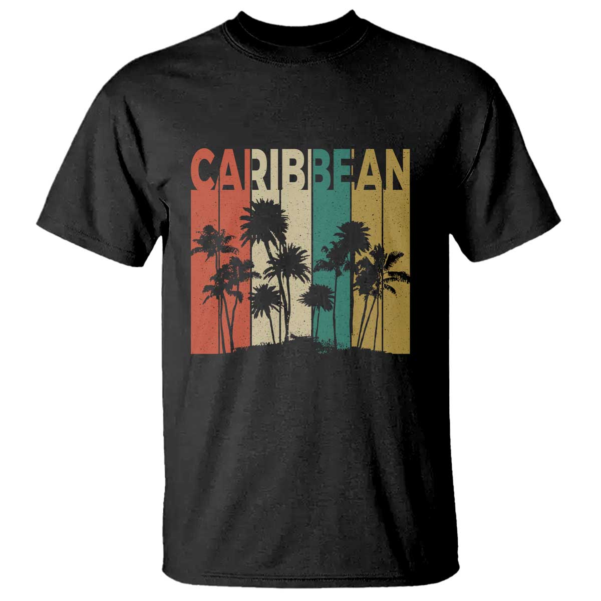 Funny Caribbean Vintage Palm Tree Sunset Summer Beach Vacation T Shirt