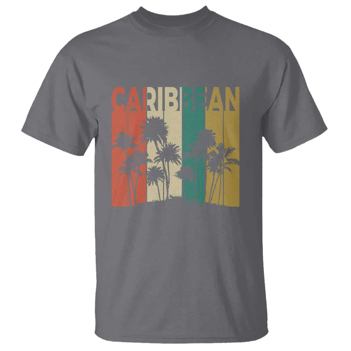 Funny Caribbean Vintage Palm Tree Sunset Summer Beach Vacation T Shirt
