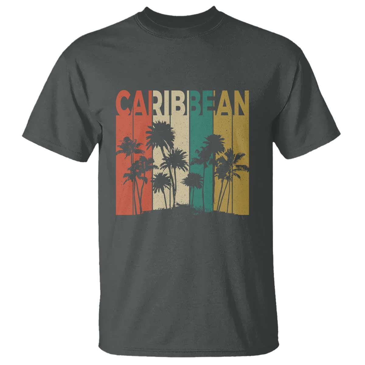 Funny Caribbean Vintage Palm Tree Sunset Summer Beach Vacation T Shirt