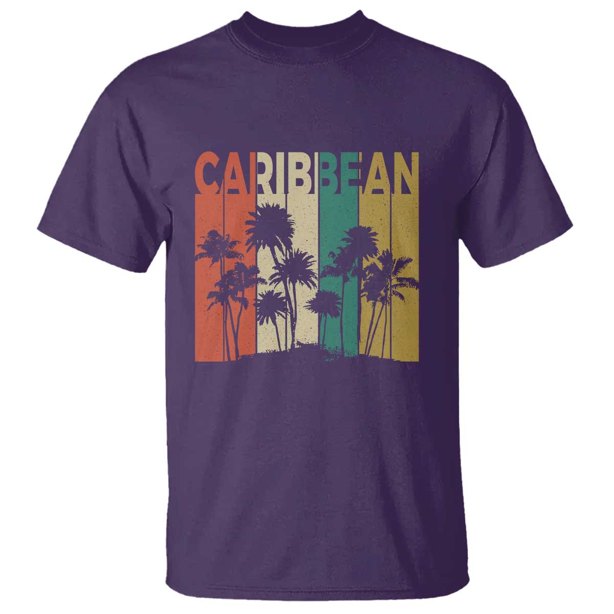 Funny Caribbean Vintage Palm Tree Sunset Summer Beach Vacation T Shirt