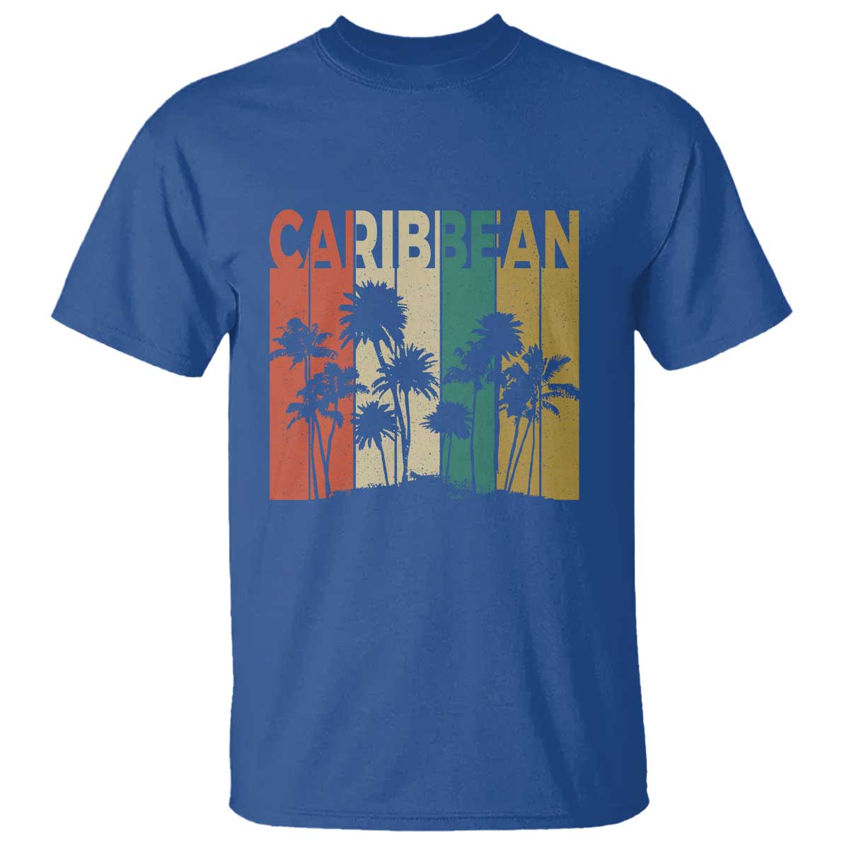 Funny Caribbean Vintage Palm Tree Sunset Summer Beach Vacation T Shirt