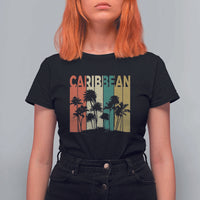 Funny Caribbean Vintage Palm Tree Sunset Summer Beach Vacation T Shirt For Women