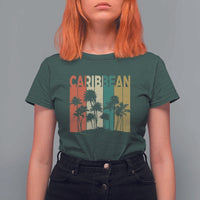 Funny Caribbean Vintage Palm Tree Sunset Summer Beach Vacation T Shirt For Women