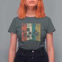Funny Caribbean Vintage Palm Tree Sunset Summer Beach Vacation T Shirt For Women