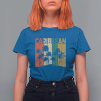 Funny Caribbean Vintage Palm Tree Sunset Summer Beach Vacation T Shirt For Women