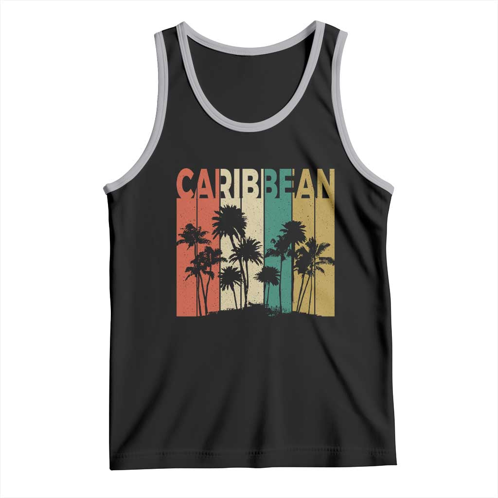 Funny Caribbean Vintage Palm Tree Sunset Summer Beach Vacation Tank Top