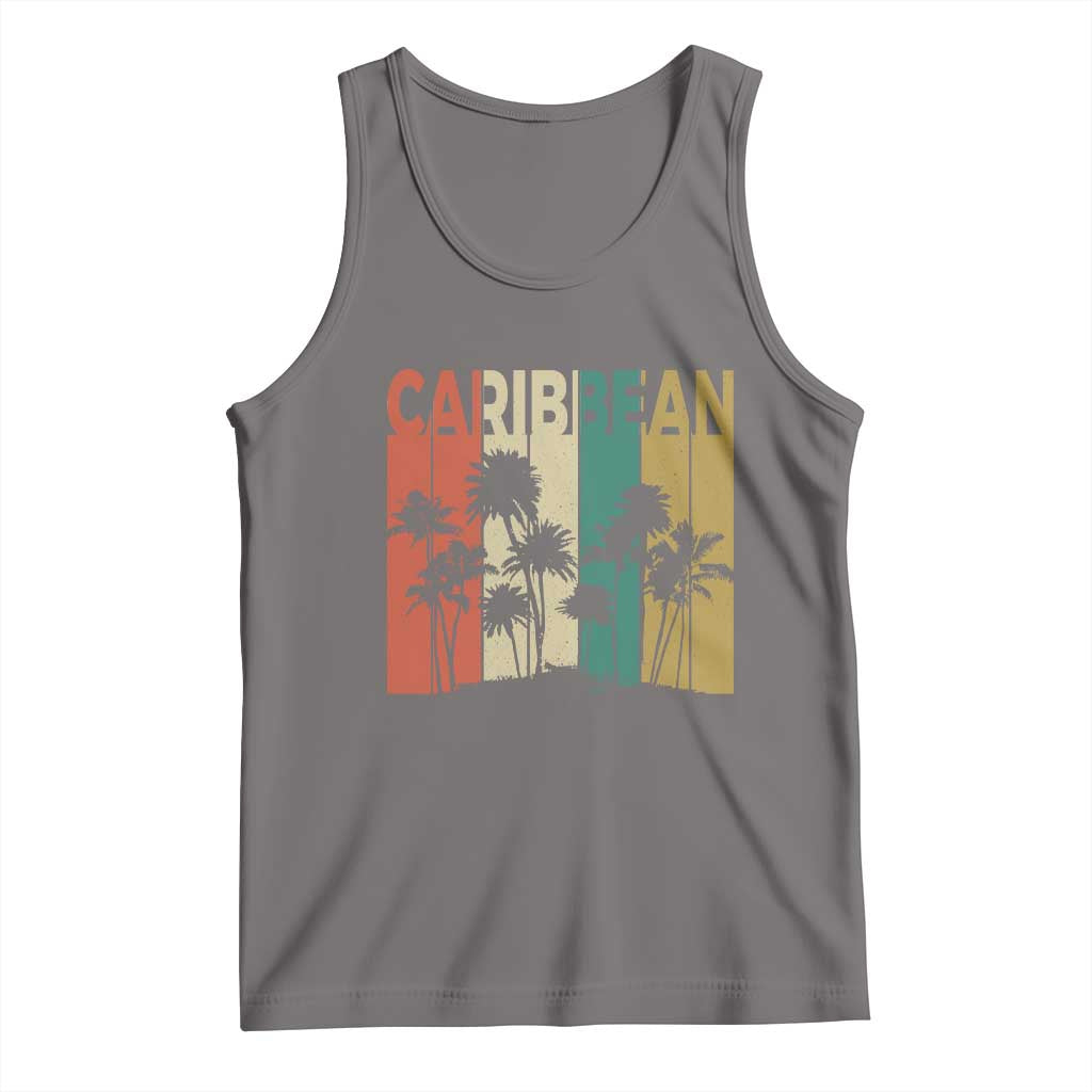 Funny Caribbean Vintage Palm Tree Sunset Summer Beach Vacation Tank Top