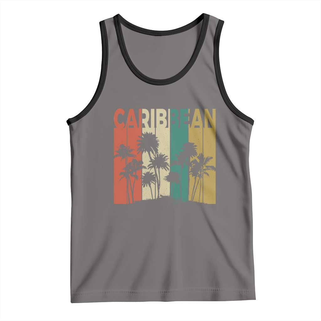Funny Caribbean Vintage Palm Tree Sunset Summer Beach Vacation Tank Top
