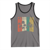 Funny Caribbean Vintage Palm Tree Sunset Summer Beach Vacation Tank Top