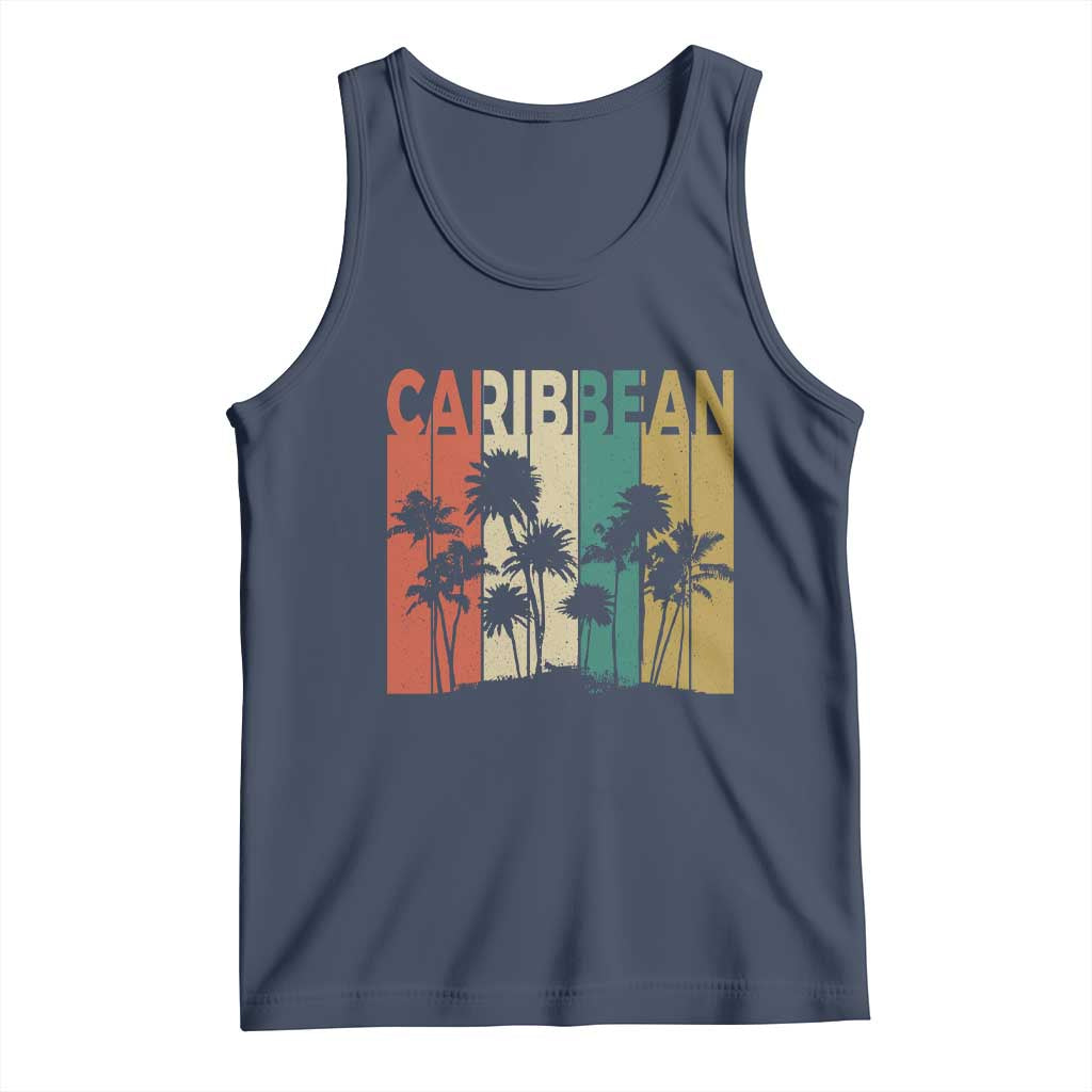 Funny Caribbean Vintage Palm Tree Sunset Summer Beach Vacation Tank Top