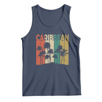 Funny Caribbean Vintage Palm Tree Sunset Summer Beach Vacation Tank Top