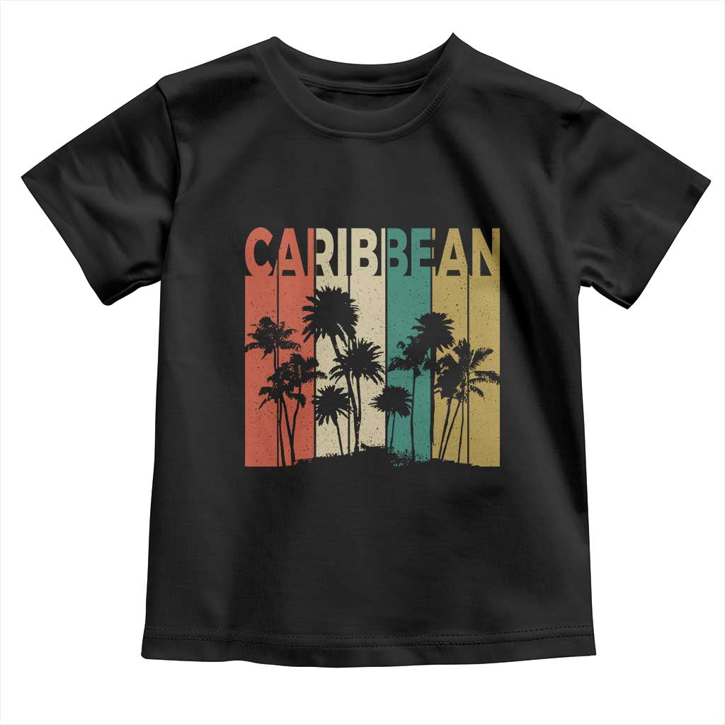 Funny Caribbean Vintage Palm Tree Sunset Summer Beach Vacation Toddler T Shirt