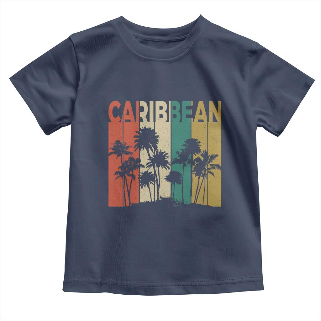 Funny Caribbean Vintage Palm Tree Sunset Summer Beach Vacation Toddler T Shirt