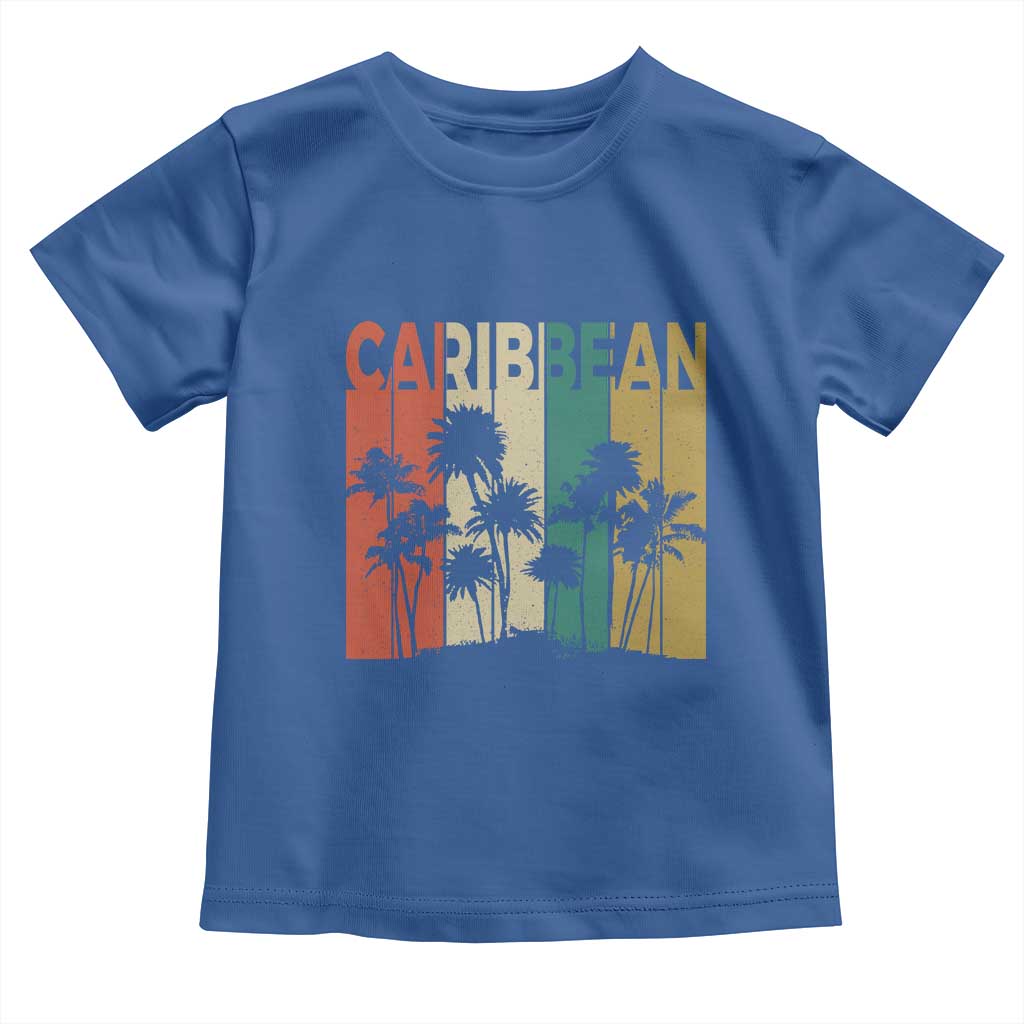 Funny Caribbean Vintage Palm Tree Sunset Summer Beach Vacation Toddler T Shirt