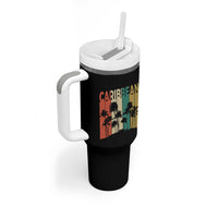 Funny Caribbean Vintage Palm Tree Sunset Summer Beach Vacation Tumbler With Handle