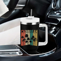 Funny Caribbean Vintage Palm Tree Sunset Summer Beach Vacation Tumbler With Handle