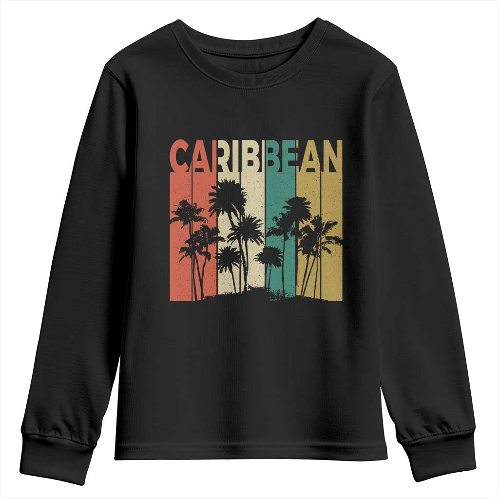 Funny Caribbean Vintage Palm Tree Sunset Summer Beach Vacation Youth Sweatshirt