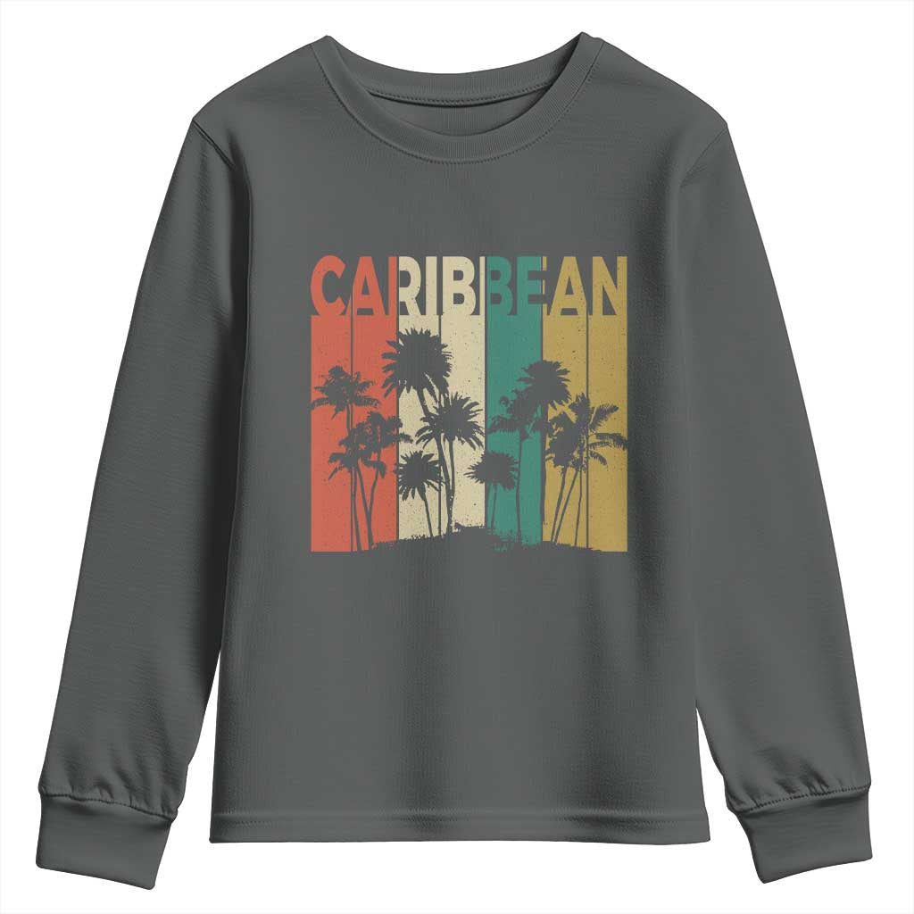 Funny Caribbean Vintage Palm Tree Sunset Summer Beach Vacation Youth Sweatshirt