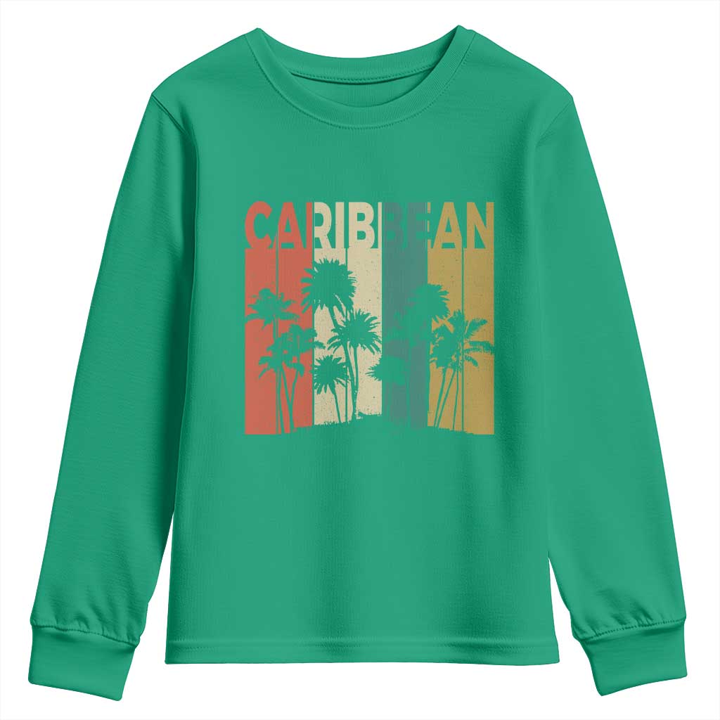 Funny Caribbean Vintage Palm Tree Sunset Summer Beach Vacation Youth Sweatshirt
