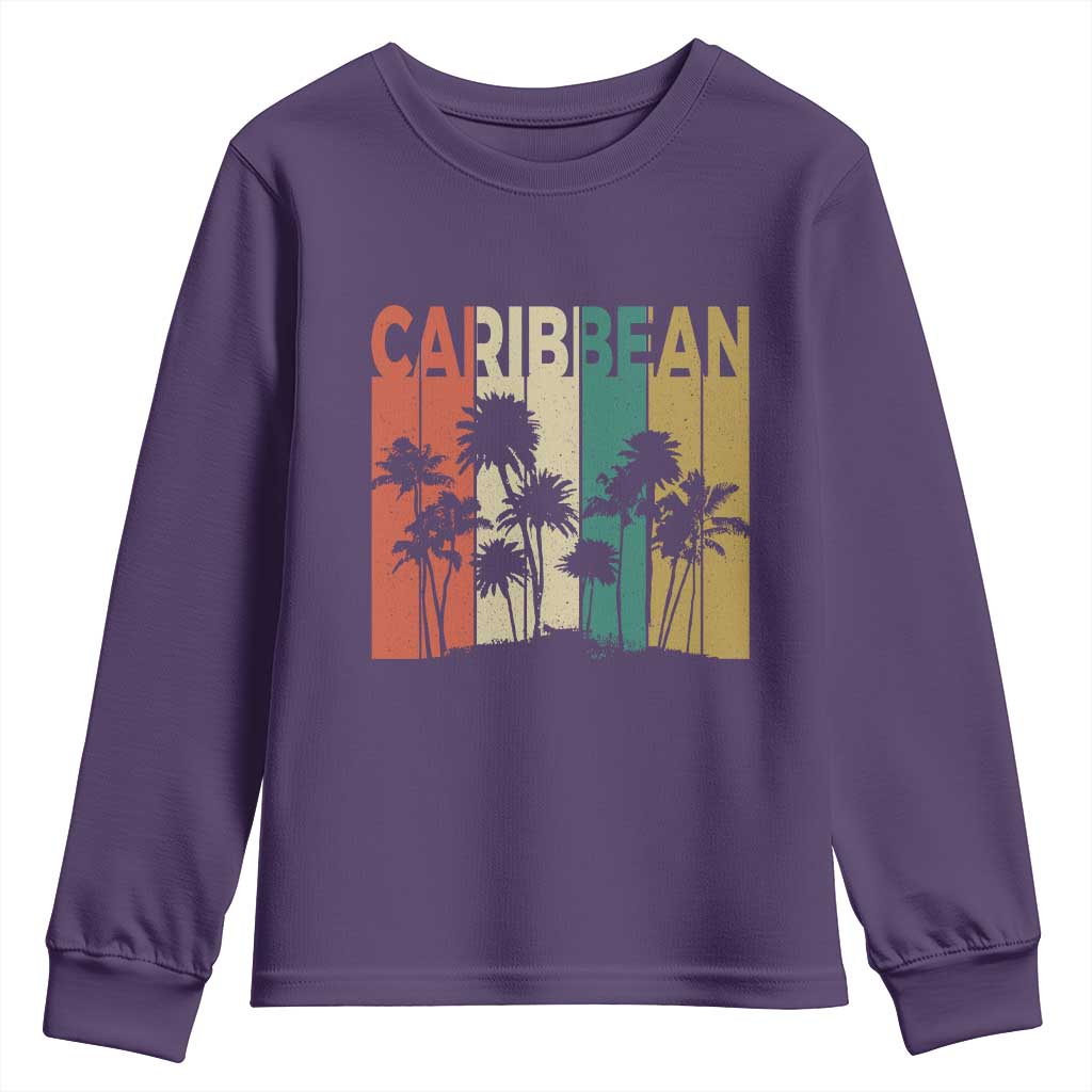 Funny Caribbean Vintage Palm Tree Sunset Summer Beach Vacation Youth Sweatshirt
