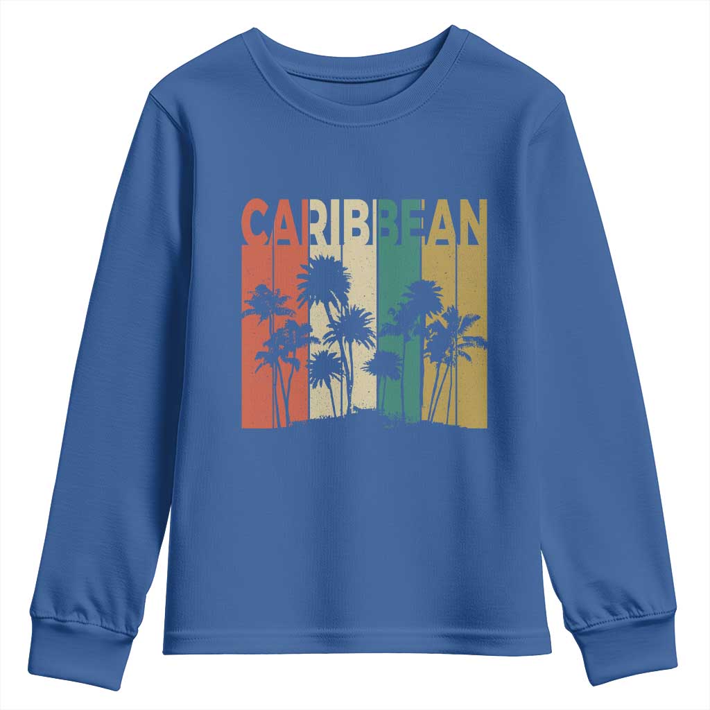 Funny Caribbean Vintage Palm Tree Sunset Summer Beach Vacation Youth Sweatshirt