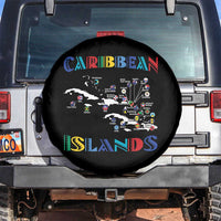 Caribbean Islands Spare Tire Cover Caribbean Sea Tour Map Flag - Wonder Print Shop
