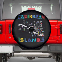 Caribbean Islands Spare Tire Cover Caribbean Sea Tour Map Flag - Wonder Print Shop
